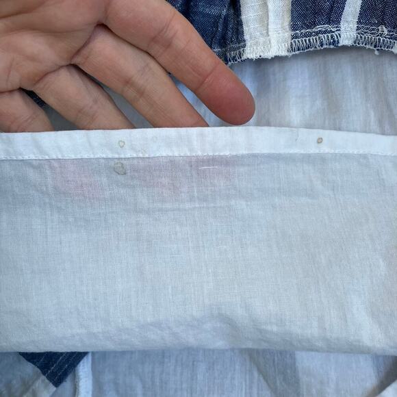 Eshakti Striped Cotton Chambray Flounce Hem Shift Dress Blue White Chic Nautical - Picture 16 of 16